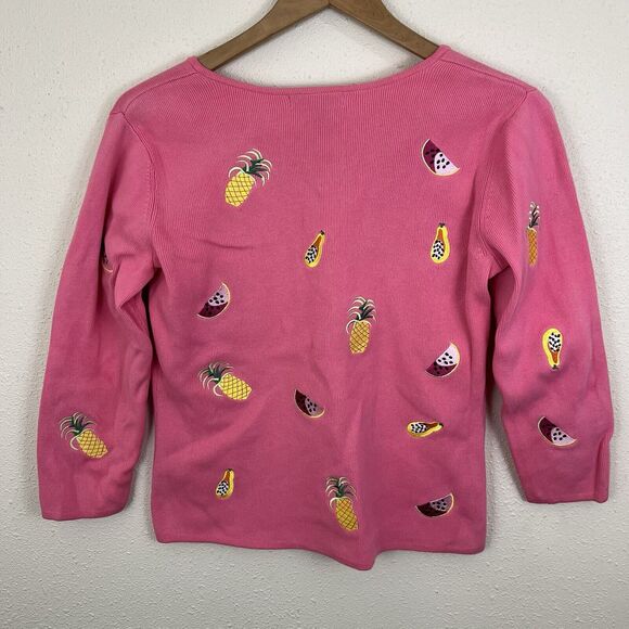 Alexandra Bartlett Vintage Fruit Embroidered Sweater M Medium Fruitcore Dopamine - Picture 3 of 5